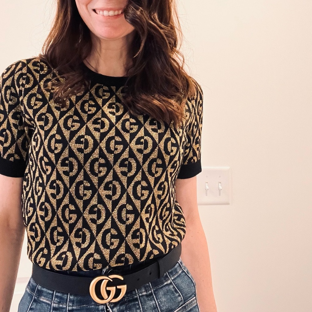 Gucci woman’s Sweater in Black and Gold Pattern